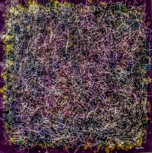 Image of "Lattice of Thoughts" by Tetiana Kononenko (Tanta), size: 50х50 см, made of paper, acrylic, varnish, Abstraction medium, from Sumy, part of the Fabric of Time series, priced at $110 Photo 1 of 2.