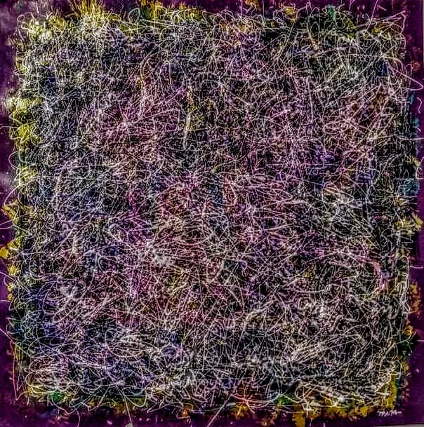 Image of "Lattice of Thoughts" by Tetiana Kononenko (Tanta), size: 50х50 см, made of paper, acrylic, varnish, Abstraction medium, from Sumy, part of the Fabric of Time series, priced at $110 Photo 1 of 2.