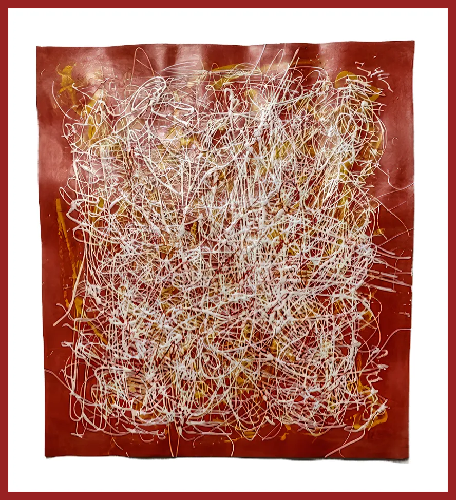 Image of "What are you hiding?" by Tetiana Kononenko (Tanta), size: 50х50 см, made of paper, acrylic, varnish, Abstraction medium, from Sumy, part of the Fabric of Time series, priced at $110 Photo 2 of 2.