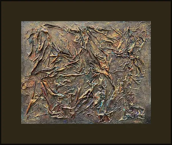 Image of "Birth in the Folds of Time" by Tetiana Kononenko (Tanta), size: 40х50 см, made of canvas on cardboard, silk, acrylic, marker, glue, varnish, Painting medium, from Sumy, part of the Fabric of Time series, priced at $120 Photo 4 of 4.