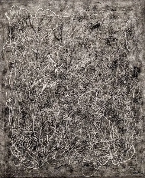 Зображення ""Хаос думок"" від Тетяна Кононенко (Танта), розмір: 60х50 см, матеріали: полотно, акрил, олівець, тіні для повік, лак, медіум: Абстракція, місто: Суми, серія: Тканина часу, ціна: $130