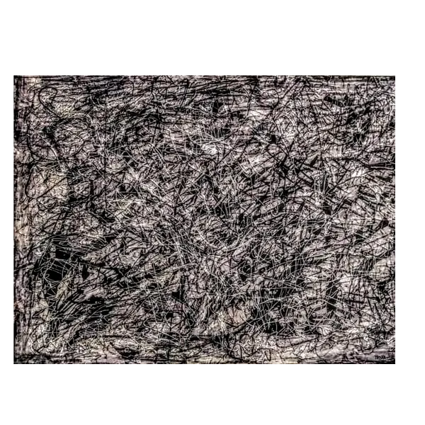 Image of "Winter in the city" by Tetiana Kononenko (Tanta), size: 60х80 см, made of MDF, paper, acrylic, marker, liner, pencil, glitter, glue, varnish, Abstraction medium, from Sumy, part of the Fabric of Time series, priced at $110