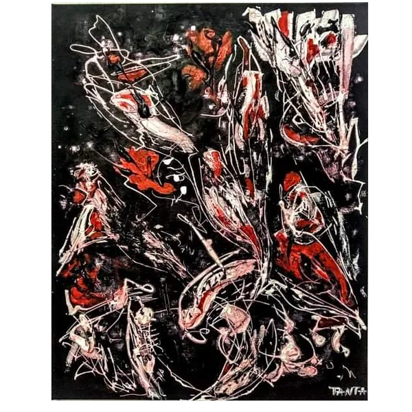 Image of "Bouquet" by Tetiana Kononenko (Tanta), size: 50х40 см, made of paper, acrylic, varnish, Abstraction medium, part of the Fabric of Time series, priced at $110