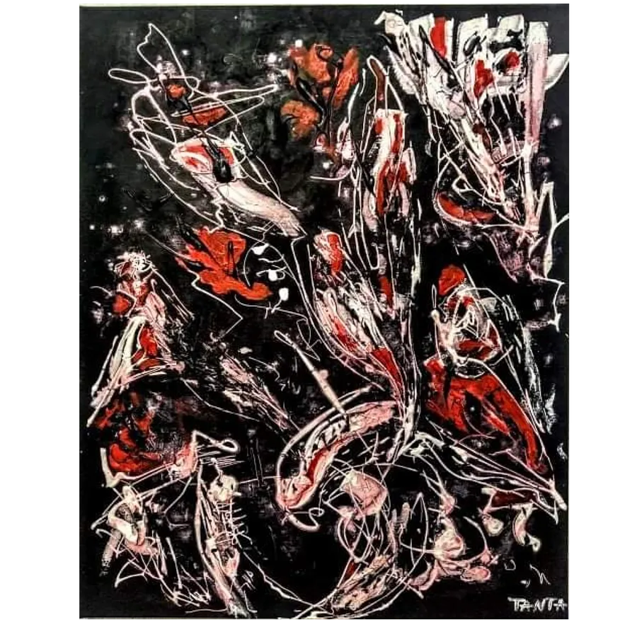 Image of "Bouquet" by Tetiana Kononenko (Tanta), size: 50х40 см, made of paper, acrylic, varnish, Abstraction medium, part of the Fabric of Time series, priced at $110
