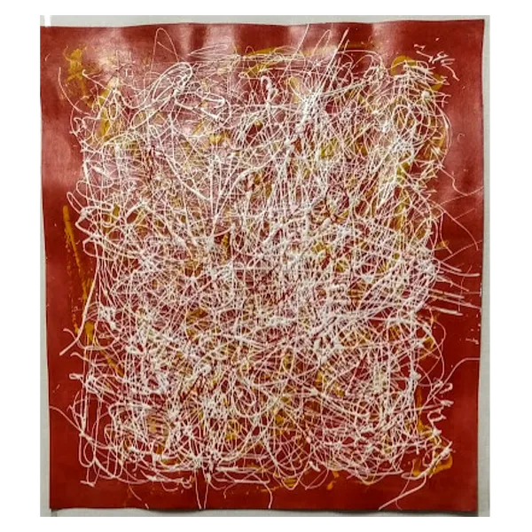 Image of "What are you hiding?" by Tetiana Kononenko (Tanta), size: 50х50 см, made of paper, acrylic, varnish, Abstraction medium, from Sumy, part of the Fabric of Time series, priced at $110