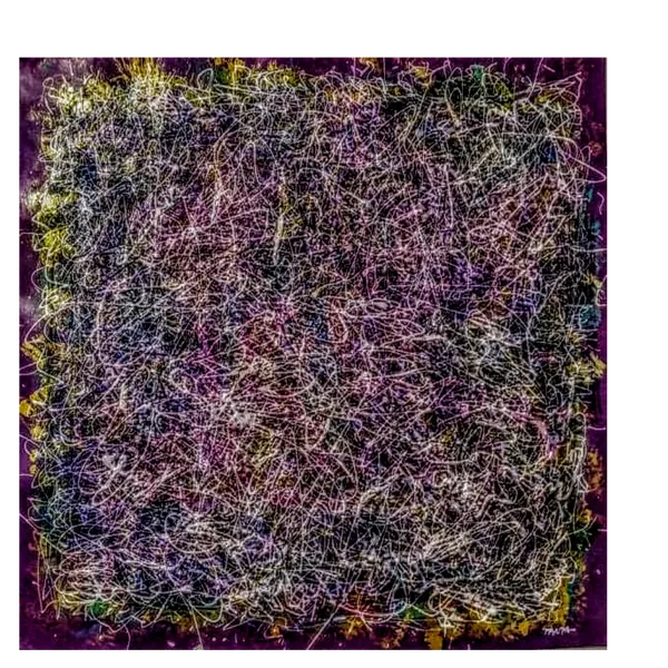 Image of "Lattice of Thoughts" by Tetiana Kononenko (Tanta), size: 50х50 см, made of paper, acrylic, varnish, Abstraction medium, from Sumy, part of the Fabric of Time series, priced at $110
