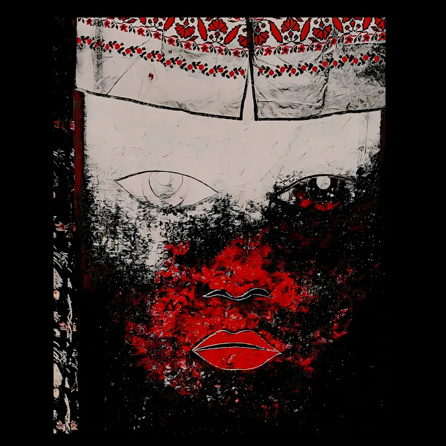 Image of "Memory and Face" by Tetiana Kononenko (Tanta), made of JPG, 300 DPI, Photoart medium, from Sumy, part of the "Pain borders" series