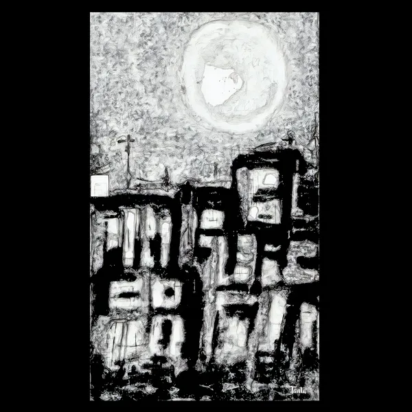 Image of "Ghost City" by Tetiana Kononenko (Tanta), made of JPG, 300 DPI, Photoart medium, from Sumy, part of the "Pain borders" series