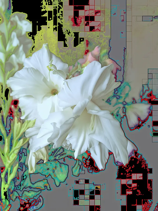 Image of "Flowers and Structures" by Tetiana Kononenko (Tanta), made of JPG, 300 DPI, Photoart medium, from Sumy, part of the "Fragility" series
