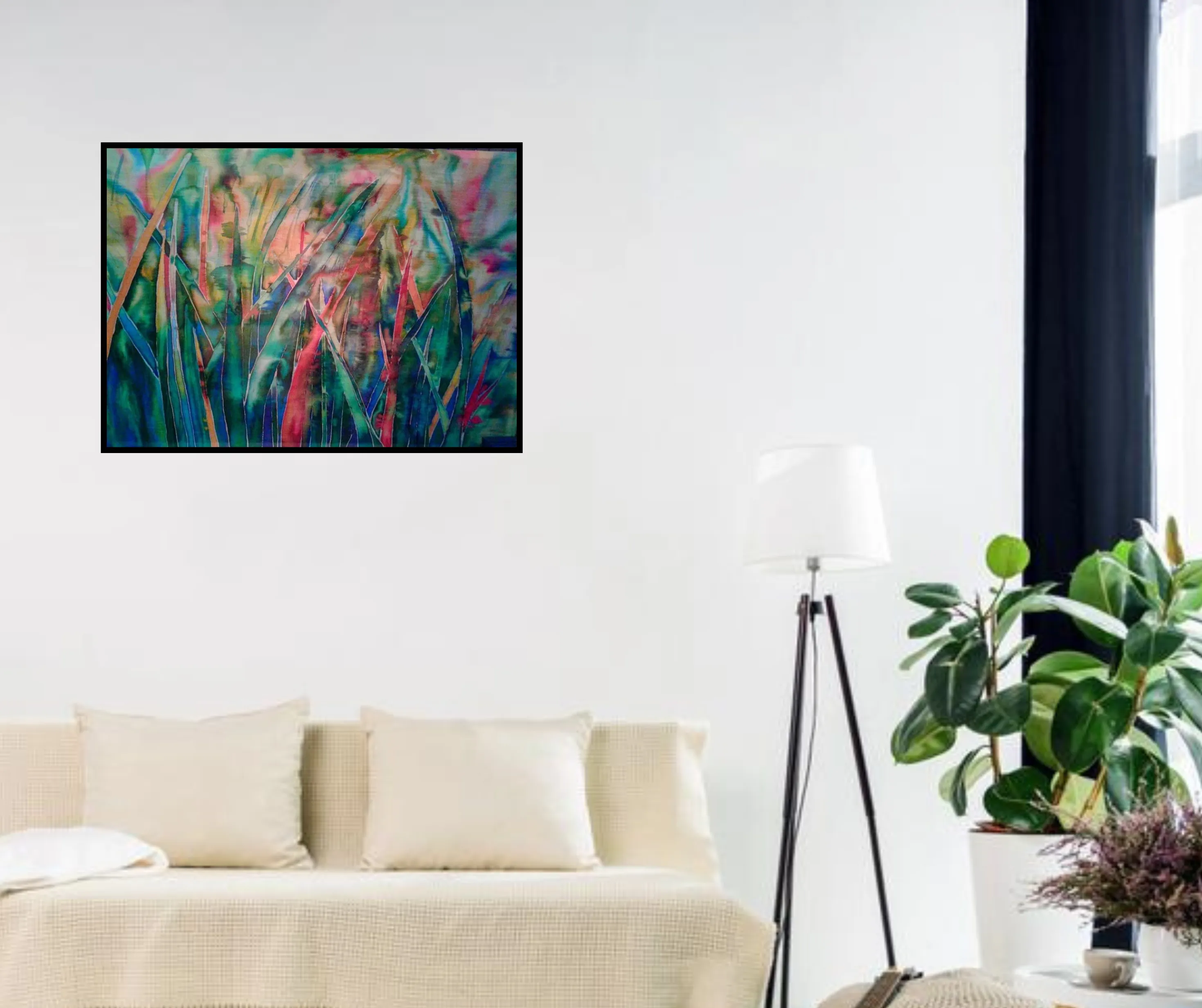 Image of "Breath" by Tetiana Kononenko (Tanta), size: 60х80 см, made of Cotton-silk, acrylic, reserve, batik, free painting, batik medium, from Sumy, part of the "Batik" series, priced at $200 Photo 4 of 6.