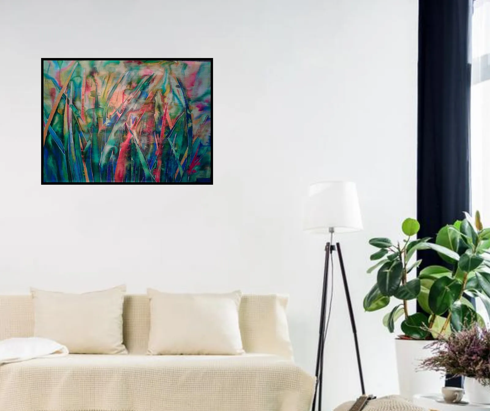 Image of "Breath" by Tetiana Kononenko (Tanta), size: 60х80 см, made of Cotton-silk, acrylic, reserve, batik, free painting, batik medium, from Sumy, part of the "Batik" series, priced at $200 Photo 4 of 6.