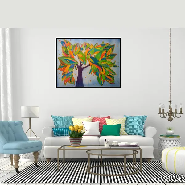 Image of "Dance" by Tetiana Kononenko (Tanta), size: 77х90 см, made of cotton-silk, aniline, reserve, textile marker, batik medium, priced at $120 Photo 4 of 4.