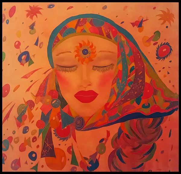 Зображення ""Думки", 2013" від Тетяна Кононенко (Танта), розмір: 68х71 см, матеріали: шовк, анілін, резерв, медіум: батик, серія: "Батик", ціна: $200 Фото 1 з 5.