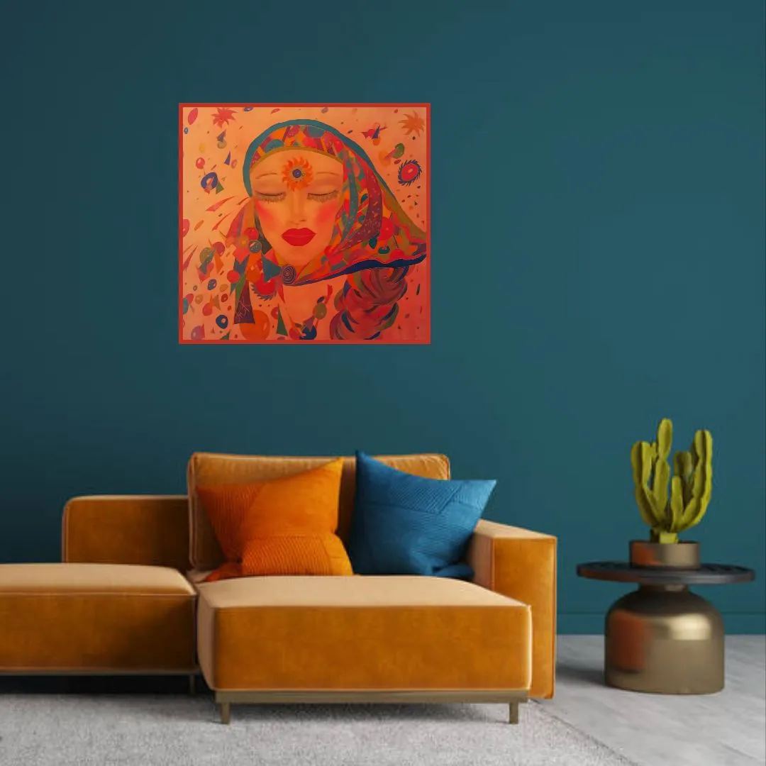 Image of "Thoughts", 2013 by Tetiana Kononenko (Tanta), size: 68х71 см, made of silk, aniline, reserve, batik medium, part of the "Batik" series, priced at $200 Photo 4 of 5.